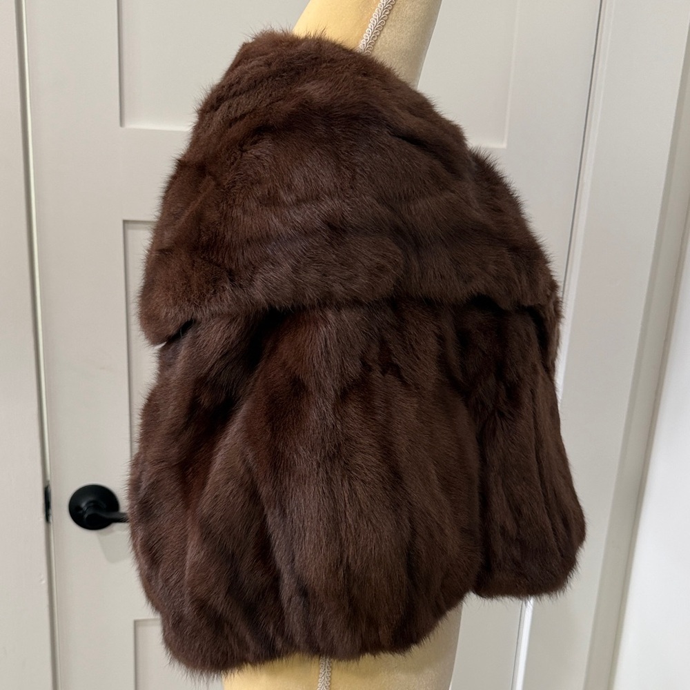 Vintage Brown Fur Jacket Shawl Robinson’s California - Picture 5 of 12